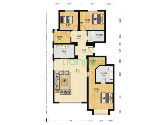懋源·璟岳 3室1厅2卫 156平方