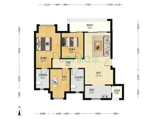 融创文旅城御辉 3室1厅2卫 98平方