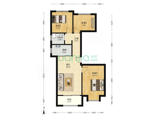 长清世茂广场云麓府 3室1厅1卫 97平方