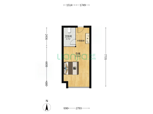星海大厦 1室0厅1卫 38平方