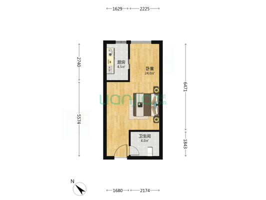 金桥公馆 1室0厅1卫 49平方