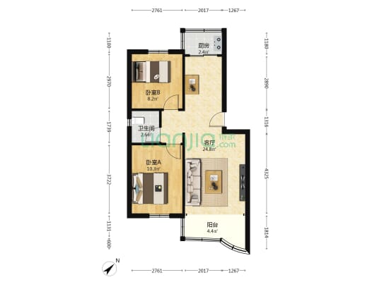 华天花园 2室1厅1卫 65平方