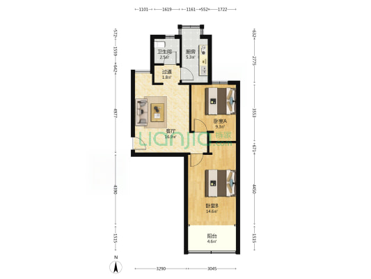 外国语中学 2室1厅1卫 65平方
