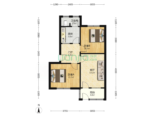 胜利南路73号 2室1厅1卫 74平方