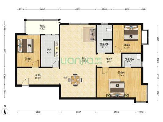 紫域云庭 3室1厅2卫 162平方