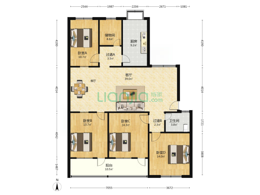河南裕达古建园林有限公司家属院 4室1厅1卫 143平方