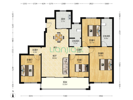 凤起和鸣雅苑 4室1厅2卫 143平方