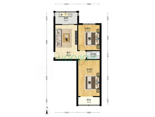 西纺六村 2室1厅1卫 50平方