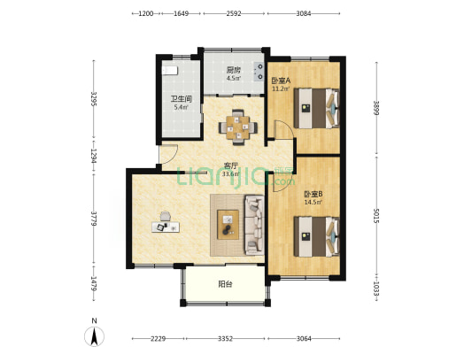 苏州科技学院教师住宅 2室1厅1卫 84平方
