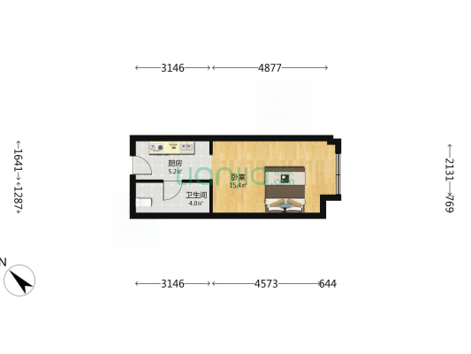中海寰宇汇 1室0厅1卫 40平方