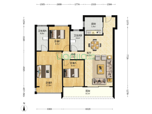 相和云庭 3室1厅2卫 114平方