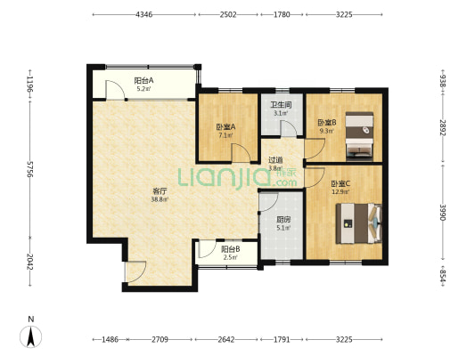 新宏楼 3室1厅1卫 111平方