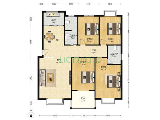 金都花园 4室1厅2卫 160平方