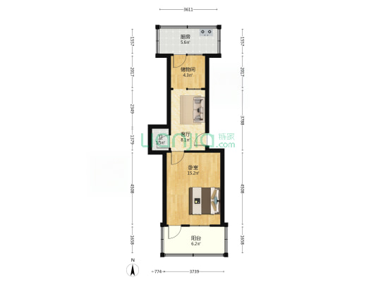 十二中宿舍 1室1厅1卫 45平方