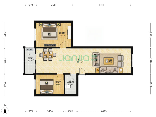 天惠小区 2室1厅1卫 92平方