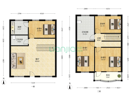 天成小区 4室1厅2卫 146平方