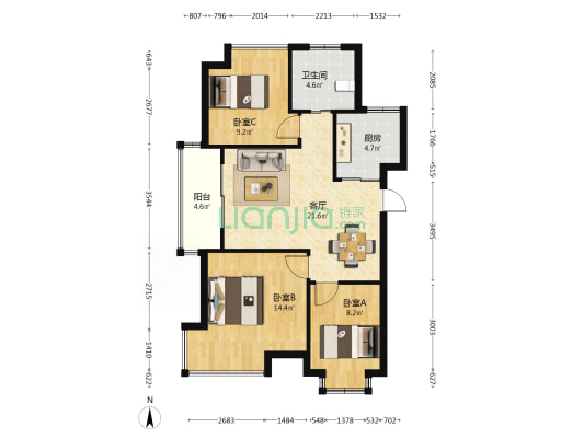 三堡东苑 3室1厅1卫 89平方