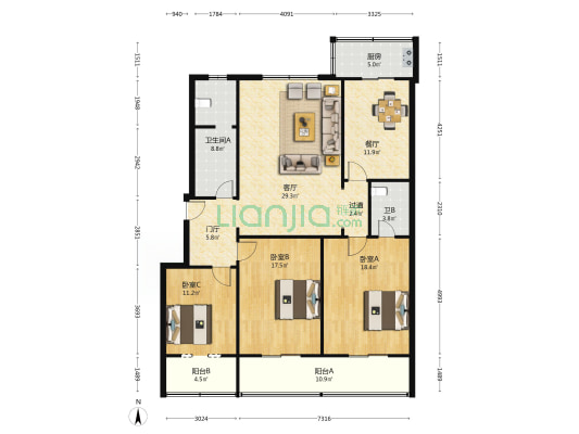 国税局家属院（临潼） 3室2厅2卫 157平方