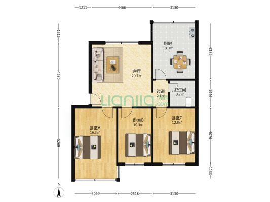 华云乐园 3室1厅1卫 99平方