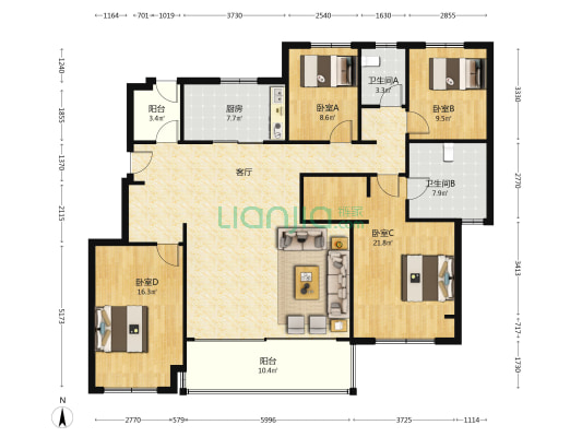 狮子山澜庭 4室1厅2卫 167平方