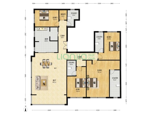 万科·颐和玲珑花园 4室1厅4卫 241平方