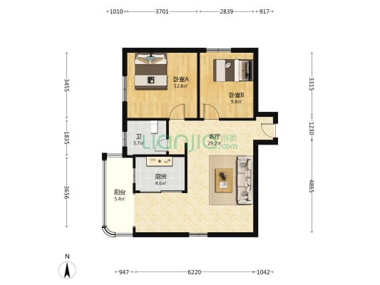 碧海苑 2室1厅1卫 83平方