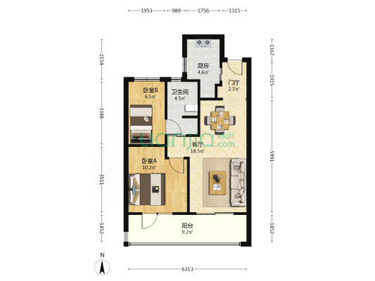 和悦新宸 2室1厅1卫 75平方