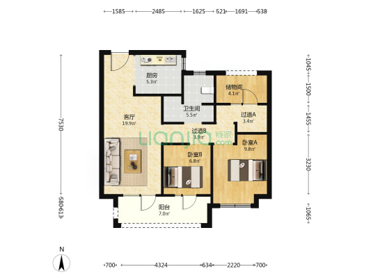 城发和悦瑞城 2室1厅1卫 89平方