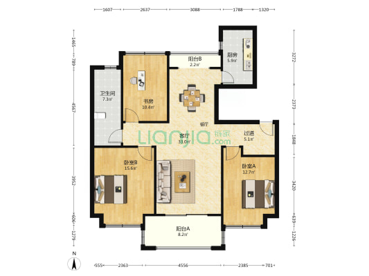 万科新都会 3室1厅1卫 119平方