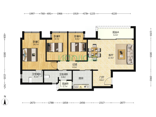 重庆三一云城 3室1厅2卫 99平方