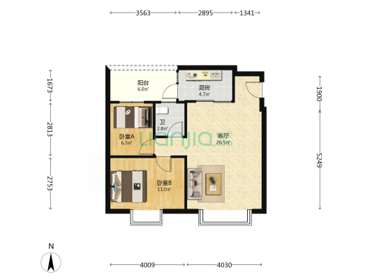 翠乐楼 2室1厅1卫 87平方