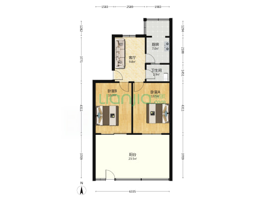 南卫里 2室1厅1卫 60平方