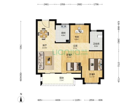 剑江馨美苑 3室1厅1卫 92平方