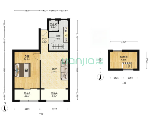 电信局家属院 1室1厅1卫 54平方