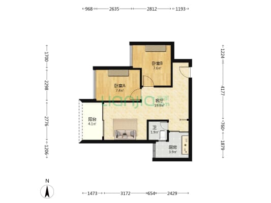 星都·梅沙天邸 2室1厅1卫 60平方