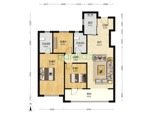 君一金茂· 云谷金茂府 3室1厅2卫 115平方