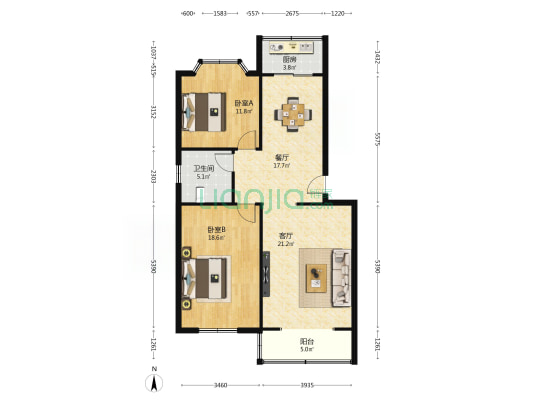 碧云天花园 2室2厅1卫 101平方