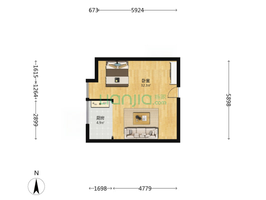 佳兆业滨江新城佳寓 1室0厅0卫 60平方