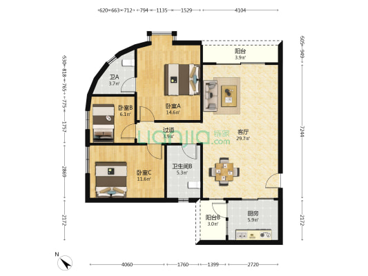 文祥楼 3室1厅2卫 93平方