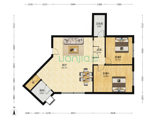 中国人民保险公司宿舍 2室1厅1卫 121平方