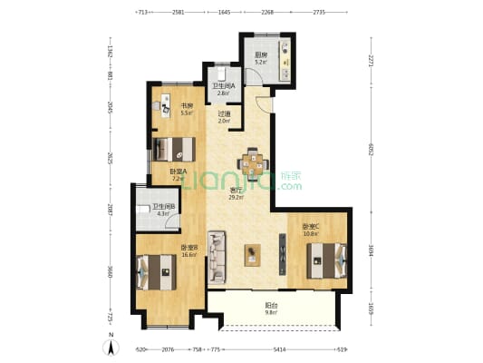 中交玉宸园 4室1厅2卫 132平方