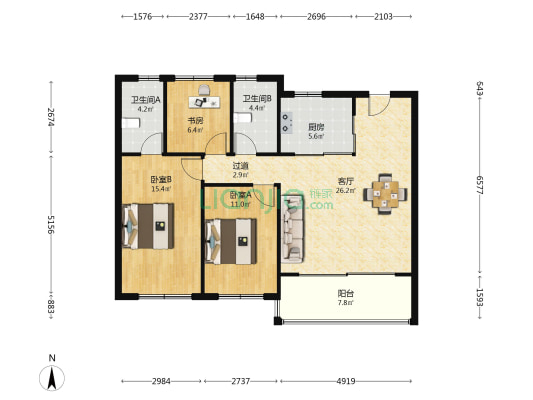 华侨城龙湖·启元 3室1厅2卫 109平方