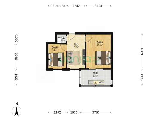 西安市公交二公司106家属院 2室1厅1卫 42平方