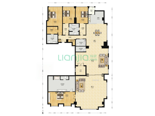 中轴国际 4室3厅5卫 483平方