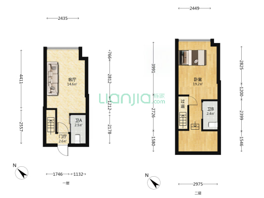 涛汇广场 1室1厅2卫 29平方