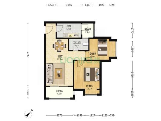 天堡家园二期 2室1厅1卫 76平方