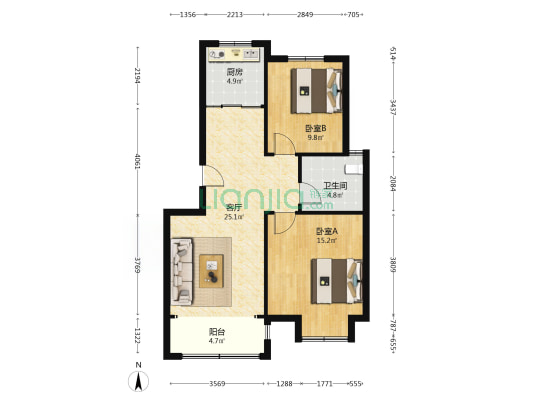 吉祥嘉园 2室1厅1卫 83平方