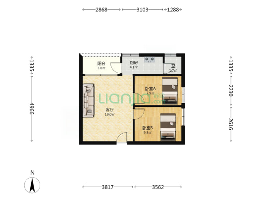 桂明楼 2室1厅1卫 59平方