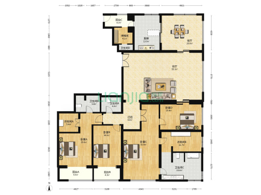 首创天禧 4室2厅4卫 388平方