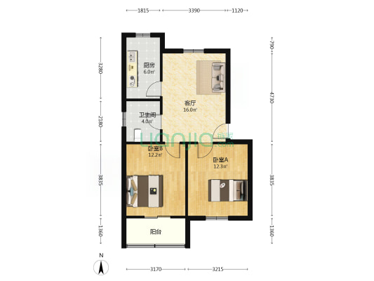 绿杨三村 2室1厅1卫 66平方